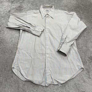 Oleg Cassini For Boonshaft Vintage Dress Shirt Mens 16 33 Brown Blue Striped USA